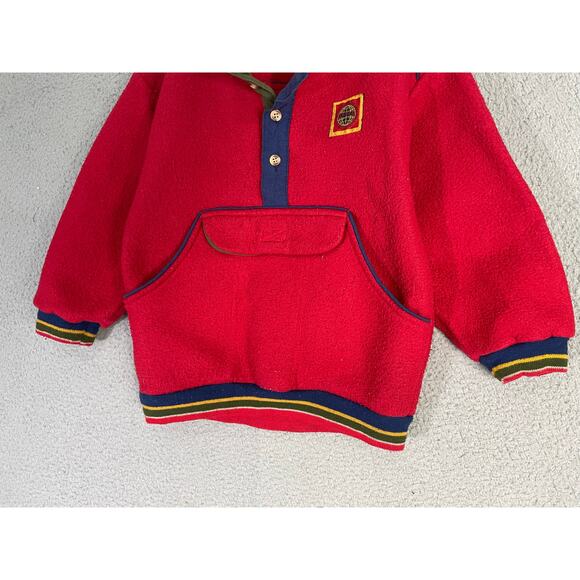 Little Levi’s Vintage Red Fleece Pullover Kids Size 6 Snap Collar Sweatshirt - Picture 12 of 14
